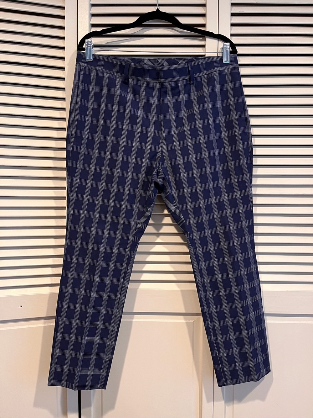 Topman Navy and Gray Plaid Chinos